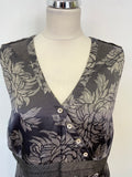 WHISTLES GREY & SILVER FLORAL PRINT SILK SLEEVELESS SHIFT DRESS SIZE 16