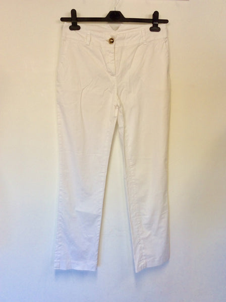 ROBERTO CAVALLI CLASS WHITE COTTON CAPRI TROUSERS SIZE 42 UK 12