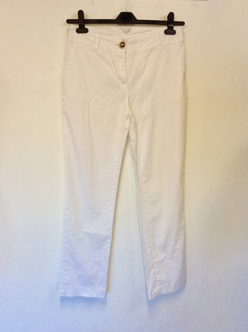ROBERTO CAVALLI CLASS WHITE COTTON CAPRI TROUSERS SIZE 42 UK 12