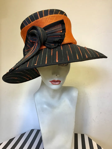 NIGEL RAYMENT BLACK & ORANGE  WEAVE FORMAL HAT ONE SIZE