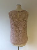 HOBBS INVITATION PINK LACE SLEEVELESS TOP SIZE 12
