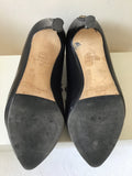 LK BENNETT BLACK LEATHER ZIP HEEL TRIM SHOE BOOTS SIZE 4/37