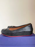 BRAND NEW FITFLOP BLACK LEATHER SNAKESKIN PRINT COMFORT WEDGE SHOES SIZE 4.5/37.5