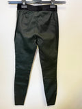 REISS CARRIE OLIVE GREEN LAMBS LEATHER SKINNY LEG ANKLE ZIPPED LEGGINGS SIZE 4