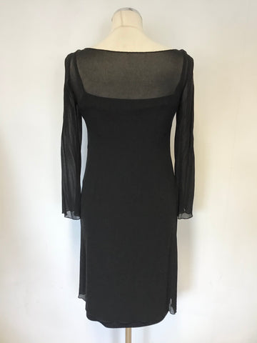 PRECIS COLLECTION BLACK SLIP DRESS WITH 3/4 SLEEVE SILK OVER DRESS SIZE 8