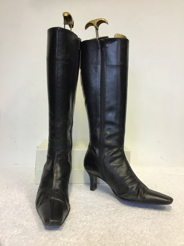 MARCO TOZZI BLACK SUEDETTE BUCKLE TRIM KNEE LENGTH BOOTS SIZE 7/40