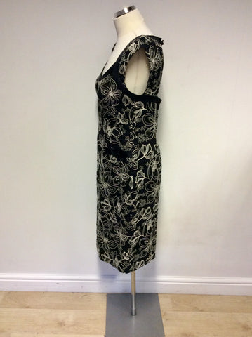 DUSK BLACK & WHITE EMBROIDERED SPECIAL OCCASION DRESS SIZE 14