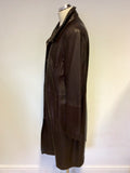 LAKELAND DARK BROWN LEATHER KNEE LENGTH COAT SIZE 20