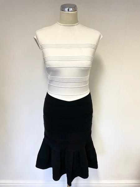 BRAND NEW TED BAKER BLACK & WHITE FLARED DETAIL SKIRT DRESS SIZE 1 UK 8/10