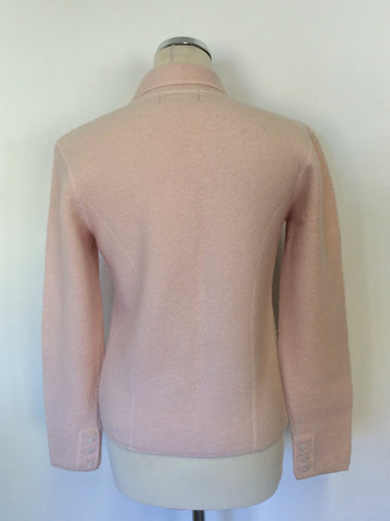 HOBBS PALE PINK MERINO WOOL V NECK CARDIGAN/ JACKET SIZE 12