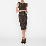 LK BENNETT QUINN BLACK & BRONZE SEQUINNED SLEEVELESS COCKTAIL DRESS SIZE 12