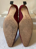GINA DEEP RED SUEDE CUT AWAY TOP SPECIAL OCCASION HEELS SIZE 7/40