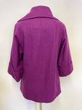PER UNA MAGENTA WOOL BLEND 3/4 SLEEVE COLLARED JACKET SIZE 10