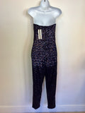 BRAND NEW TOPSHOP BLACK SEQUINNED JUMPSUIT SIZE 10