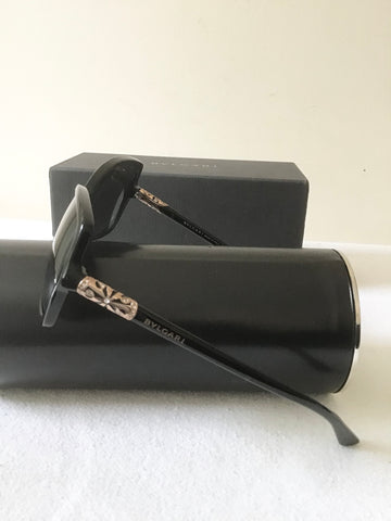 BRAND NEW BVLGARI 8139b BLACK WITH GOLD CRYSTAL TRIM SUNGLASSES