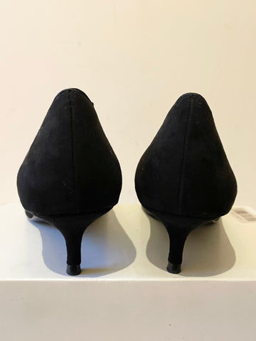 BRAND NEW ZARA BLACK SUEDE BOW TRIM KITTEN HEELS SIZE 7/40