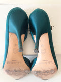 LK BENNETT EMERALD GREEN SATIN CUT OUT SIDE SPECIAL OCCASION HEELS SIZE 6/39