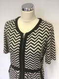 PIED A TERRE BLACK & GREY ZIG ZAG DESIGN SHORT SLEEVE JERSEY DRESS SIZE 12