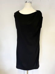 LK BENNETT ALAINA BLACK DRAPED SHOULDER SLEEVELESS DRESS SIZE 8