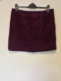 WHITE STUFF PLUM BRUSHED COTTON SPOT TRIM SKIRT SIZE 14
