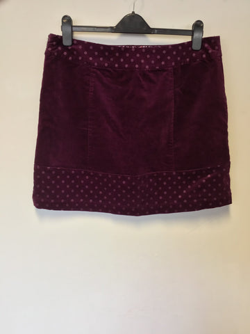 WHITE STUFF PLUM BRUSHED COTTON SPOT TRIM SKIRT SIZE 14