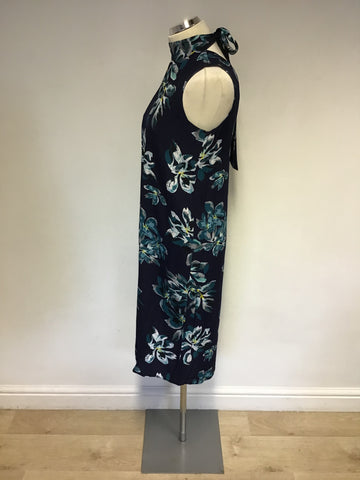 BRAND NEW MARKS & SPENCER AUTOGRAPH NAVY & TEAL FLORAL PRINT DRESS SIZE 8