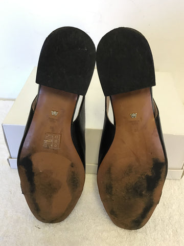 WHISTLES FAIRFAX BLACK LEATHER BUCKLE TRIM SLINGBACK FLATS SIZE 5/38