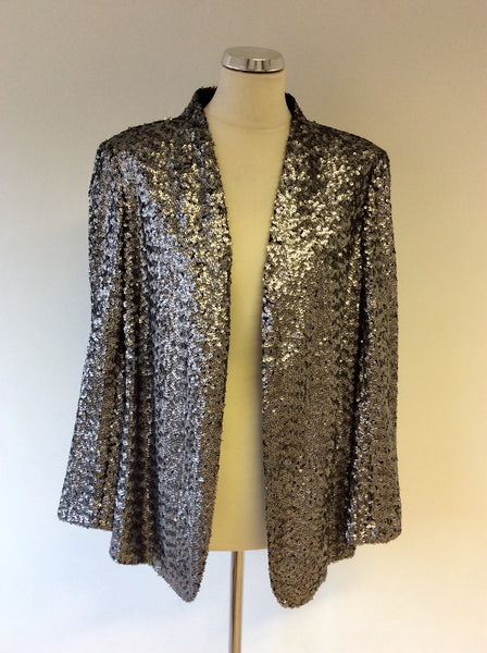 BRAND NEW TWIGGY FOR MARKS & SPENCER SILVER SEQUINNED JACKET SIZE 20