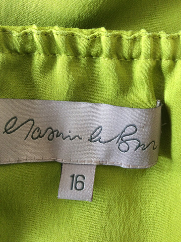YASMIN LE BON LIME GREEN SILK LONG SPECIAL OCCASION DRESS SIZE 16