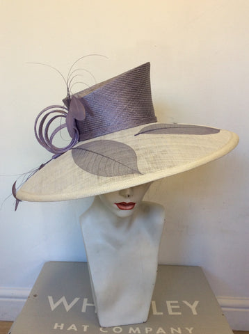 BRAND NEW WHITELEY WHITE & LILAC WIDE BRIM FORMAL HAT