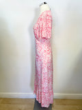 LILY AND LIONEL ‘SAGE’ PINK BLOSSOM SHORT SLEEVE MAXI DRESS SIZE XS UK 8/10