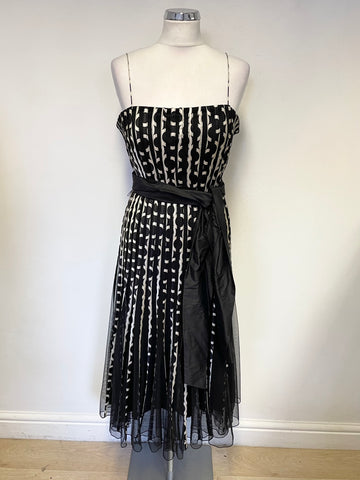PHASE EIGHT BLACK & SILVER FIT & FLARE SLEEVELESS SPECIAL OCCASION DRESS SIZE 14