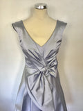 KAREN MILLEN ICE BLUE SATIN BOW TRIM SPECIAL OCCASION DRESS SIZE 10