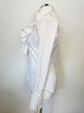 RALPH LAUREN WHITE FRILLED FRONT EXTREME SLIM FIT LONG SLEEVE SHIRT SIZE 8 UK 12