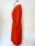 HUGO BOSS ORANGE WOOL HALF SLEEVE PENCIL DRESS SIZE 10