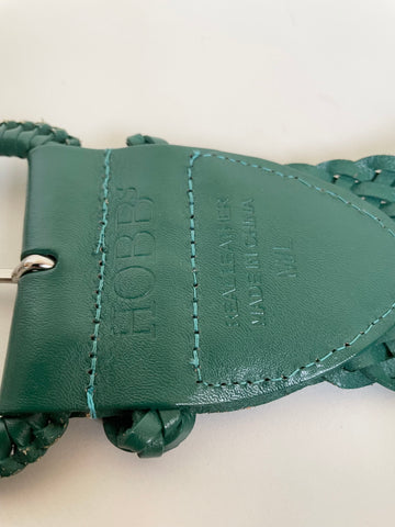 BRAND NEW HOBBS GREEN PLAITED WEAVE LEATHER BELT SIZE M/L