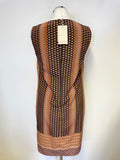 BRAND NEW MONSOON ORANGE & BROWN PRINT SLEEVELESS SHIFT DRESS SIZE 10