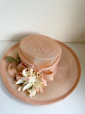 UNBRANDED APRICOT BOW & FLOWER TRIM FORMAL HAT