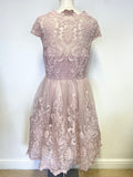 CHI CHI LONDON PINK LACE BOAT NECKLINE FIT & FLARE DRESS SIZE 14