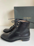 BRAND NEW HOBBS NICOLE BLACK LEATHER LACE UP ANKLE BOOTS SIZE 4/37