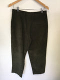 TOAST DARK GREEN CORDUROY CROP TAPERED LEG TROUSERS SIZE 10