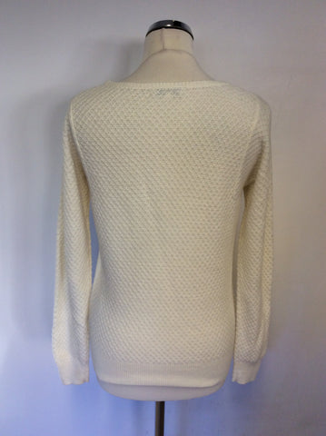REISS IVORY PATTERNED LONG SLEEVE JUMPER SIZE M