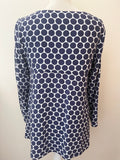 BODEN NAVY & WHITE SPOT LONG SLEEVE TOP SIZE 12