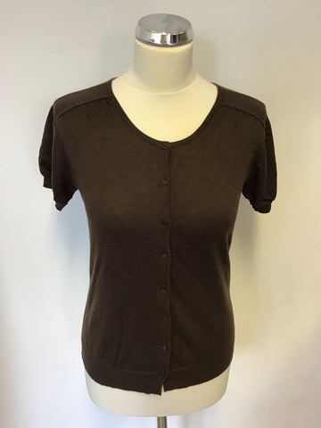 HOBBS BROWN SILK & COTTON SHORT SLEEVE CARDIGAN SIZE 12