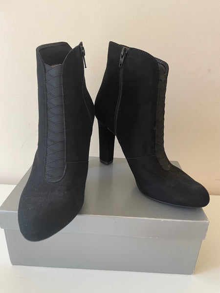 BRAND NEW UNISA BLACK SUEDE HEEL ANKLE BOOTS  SIZE 6/39