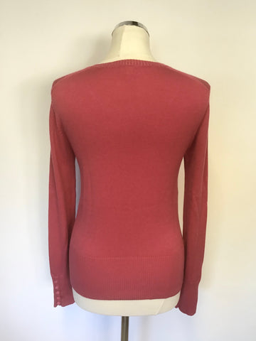 WHISTLES PINK WOOL BLEND LONG SLEEVE CARDIGAN SIZE 2 UK 10/12