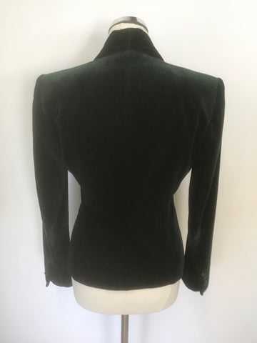 MULBERRY EMERALD GREEN VELVET TAILORED JACKET SIZE 10