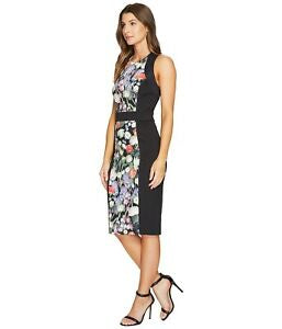 BRAND NEW TED BAKER AKVA KENSINGTON BLACK & FLORAL PRINT BODYCON DRESS SIZE 3 UK 12