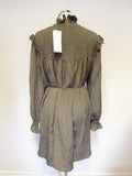 BRAND NEW FRENCH CONNECTION DEEP MOSS CRINKLE LONG SLEEVE BELTED SMOCK DRESS  SIZE M