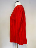BRAND NEW JAEGER RED V NECKLINE 3/4 SLEEVE TUNIC TOP SIZE S